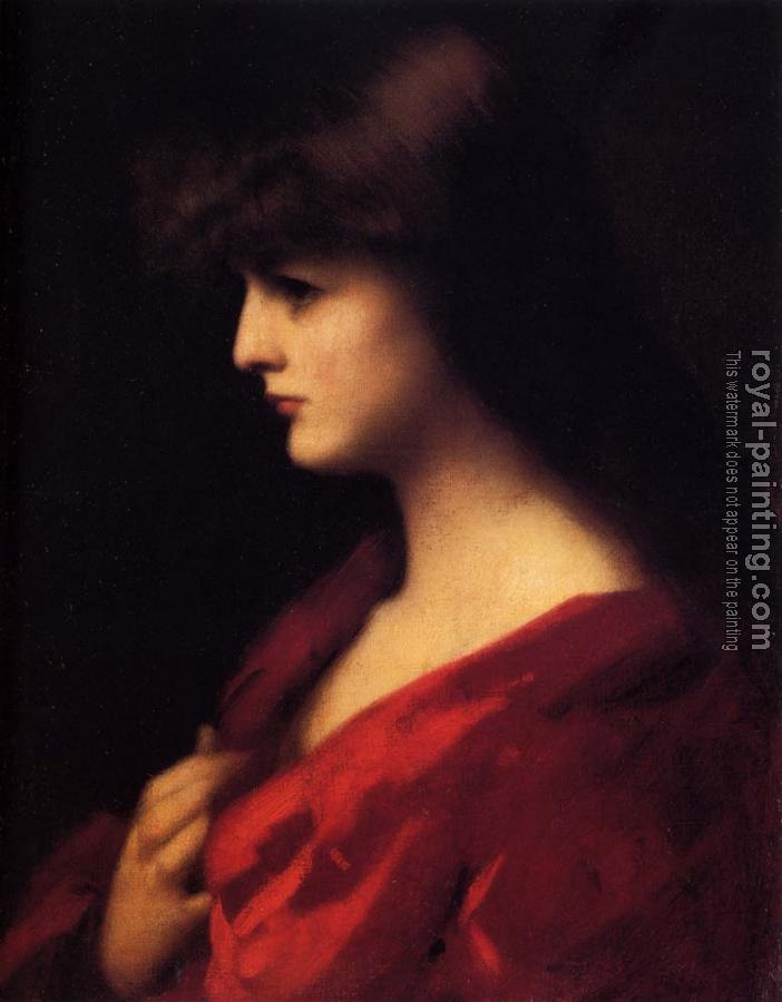Jean-Jacques Henner : Study Of A Woman In Red